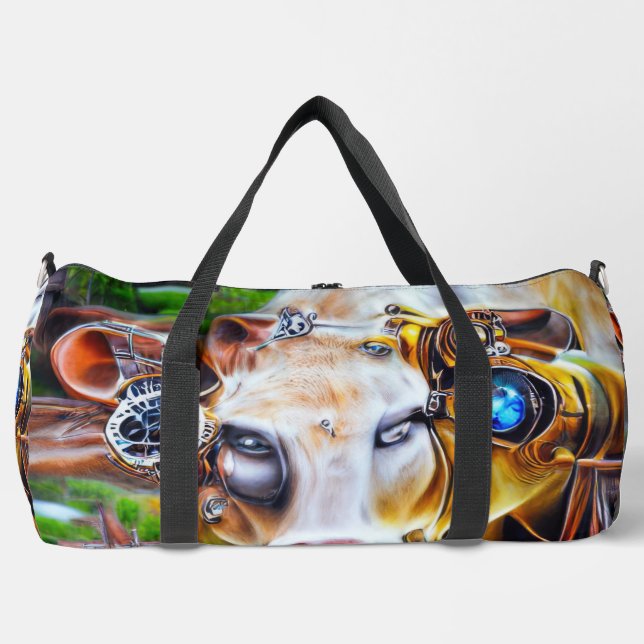 Steampunk Cyber Cow Duffle Bag (Vorderseite)