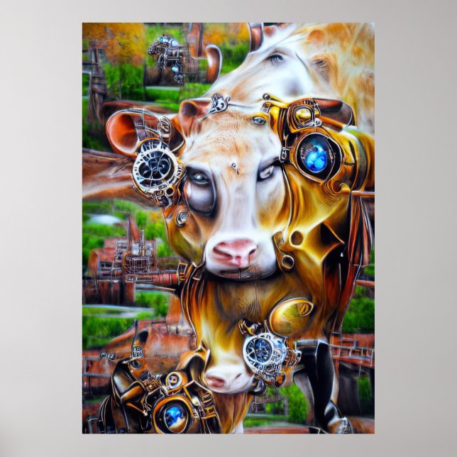 Steampunk Cyber Cow Poster (Vorne)
