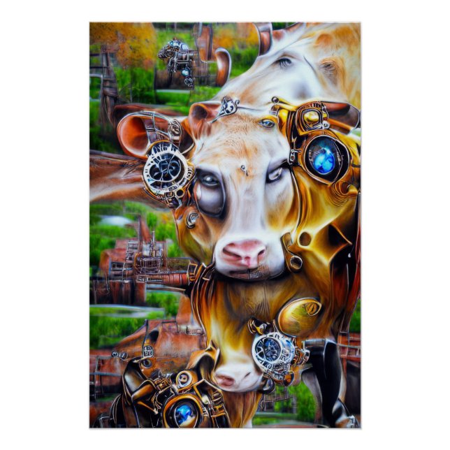 Steampunk Cyber Cow Poster (Vorderseite)