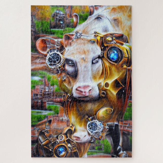 Steampunk Cyber Cow Puzzle (Vertikal)