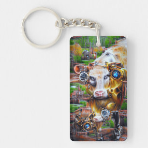 Steampunk Cyber Cow Schlüsselanhänger