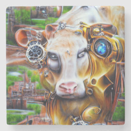 Steampunk Cyber Cow Steinuntersetzer