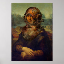 Steampunk da Vinci Mona Lisa Divers Helmet Pop Art Poster