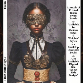 Steampunk Dark Skin Woman In Mask EM4L Decoupage Seidenpapier