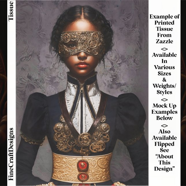 Steampunk Dark Skin Woman In Mask EM4L Decoupage Seidenpapier (Von Creator hochgeladen)