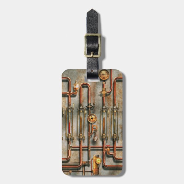 Steampunk - Das Schmierkrümmer Gepäckanhänger (Vorderseite vertikal)