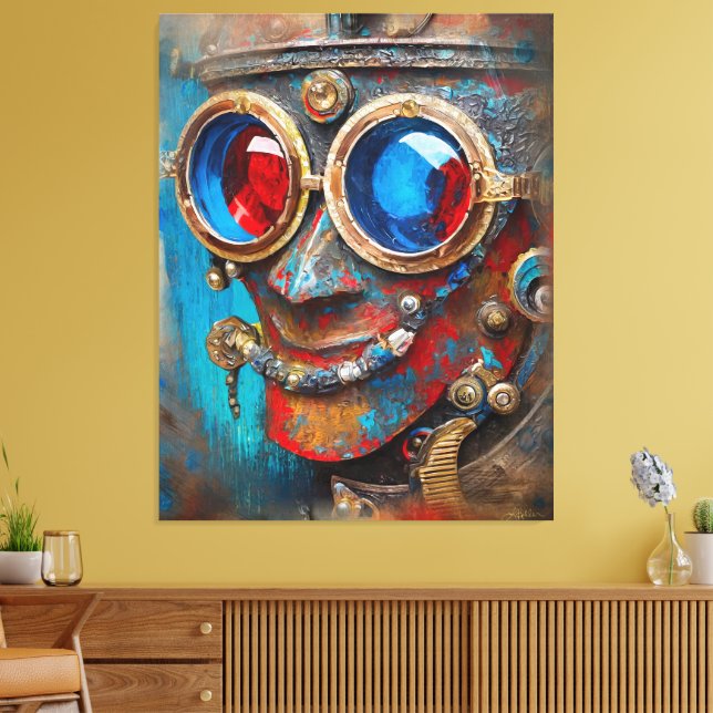 Steampunk Das Zin-Man-Portrait Leinwanddruck (Insitu (Wohnzimmer))