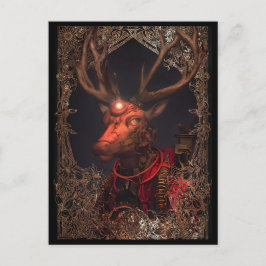 Steampunk Deer Vintag Style Postcard Postkarte