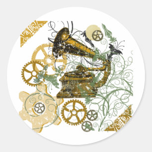 Steampunk-Design mit abgenutztem Look Runder Aufkleber