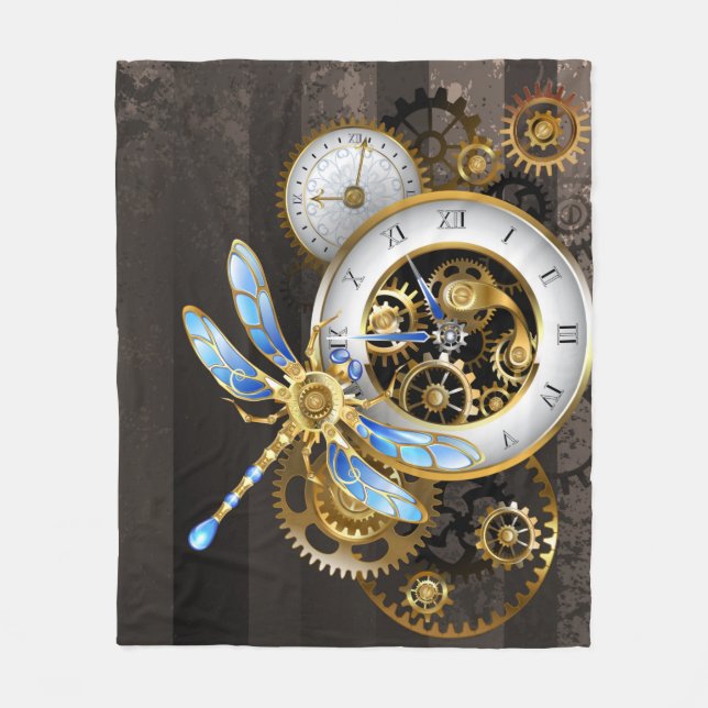 Steampunk-Dials mit Dragonfly Fleecedecke (Vorderseite)
