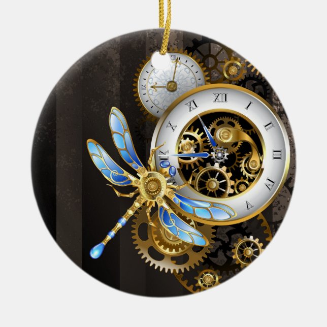 Steampunk-Dials mit Dragonfly Keramik Ornament (Vorne)