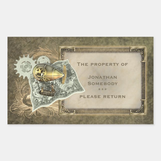 Steampunk Dirigible Air Tour Buchzeichen Stickers (Vorderseite)