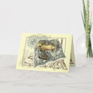 Steampunk Dirigible Air Tour Greetings Card Karte