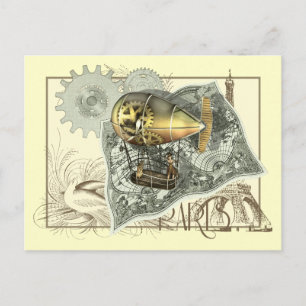 Steampunk Dirigible Air Tour Postcard Postkarte