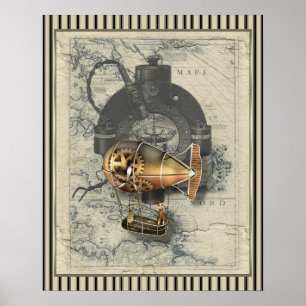 Steampunk Dirigible Balloon Ride Poster