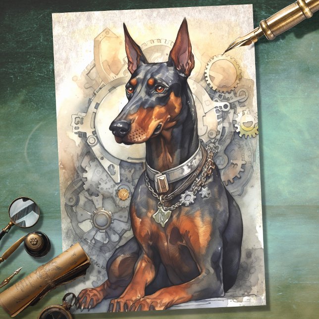 Steampunk Doberman 5 Decoupage Paper Seidenpapier (Von Creator hochgeladen)