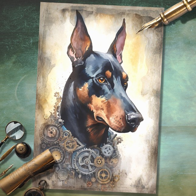 Steampunk Doberman 6 Decoupage Paper Seidenpapier (Von Creator hochgeladen)
