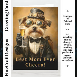 Steampunk Dog, Champagne, Individuelle Name AH3O M Karte