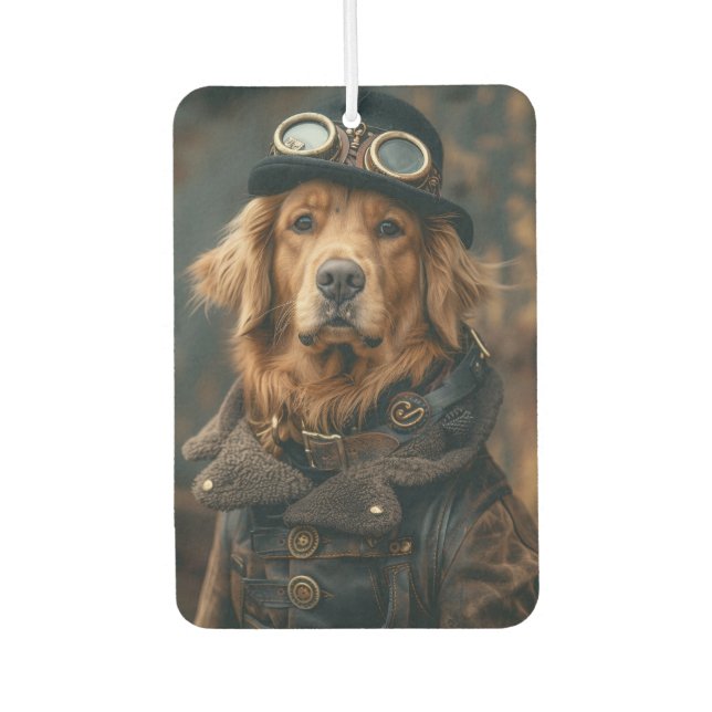 Steampunk Dog Funny Gift Air Freshener Autolufterfrischer (Vorderseite)