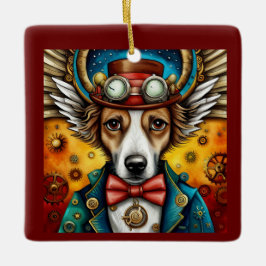 Steampunk Dog mit Flügeln Keramikornament
