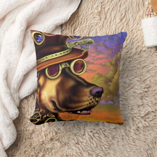 Steampunk Dog Portrait Kissen (Decke)
