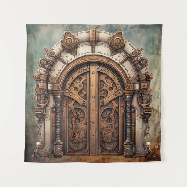 Steampunk Door Tapestry Wandteppich (Vorderseite)