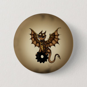 Steampunk Drache Button