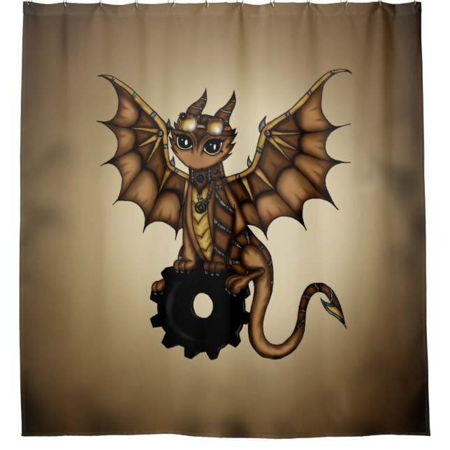 steampunk Drache-Duschvorhang Duschvorhang (Vorderseite)