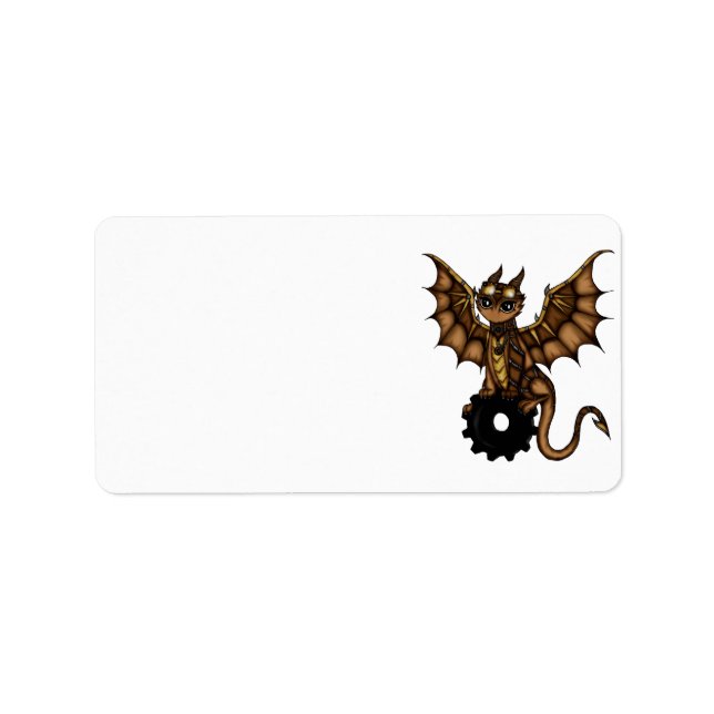Steampunk Dragon Adressaufkleber (Vorne)