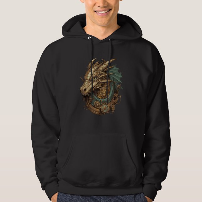 Steampunk Dragon Art Gears Graphic Artwork Fantasy Hoodie (Vorderseite)