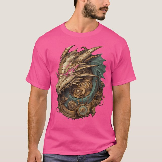 Steampunk Dragon Art Gears Graphic Design Artwork T-Shirt (Vorderseite)