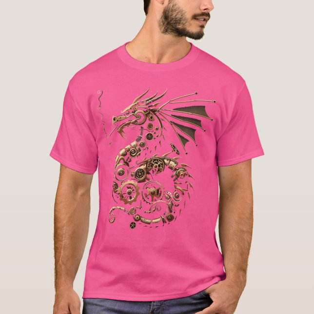 Steampunk Dragon Art Gears Graphic Design Artwork T-Shirt (Vorderseite)