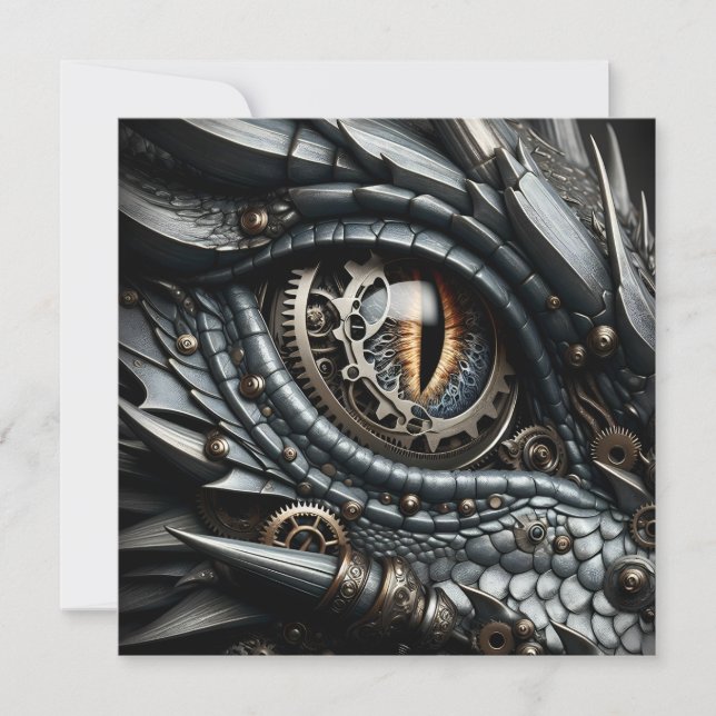 Steampunk Dragon Eye Schließen Ai Art Karte (Vorderseite)