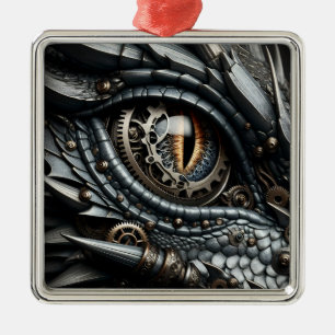 Steampunk Dragon Eye Schließen Ai Art Ornament Aus Metall