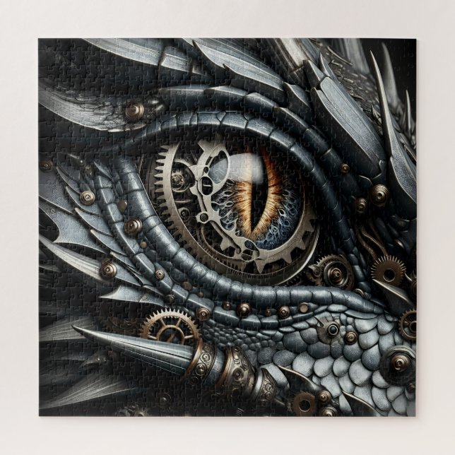 Steampunk Dragon Eye Schließen Ai Art Puzzle (Vertikal)