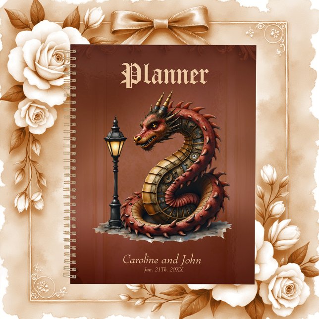Steampunk Dragon neben einer Vintagen Straßenlater Planer (Von Creator hochgeladen)