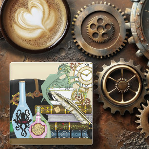 Steampunk Dragon Pooks Books Glasuntersetzer