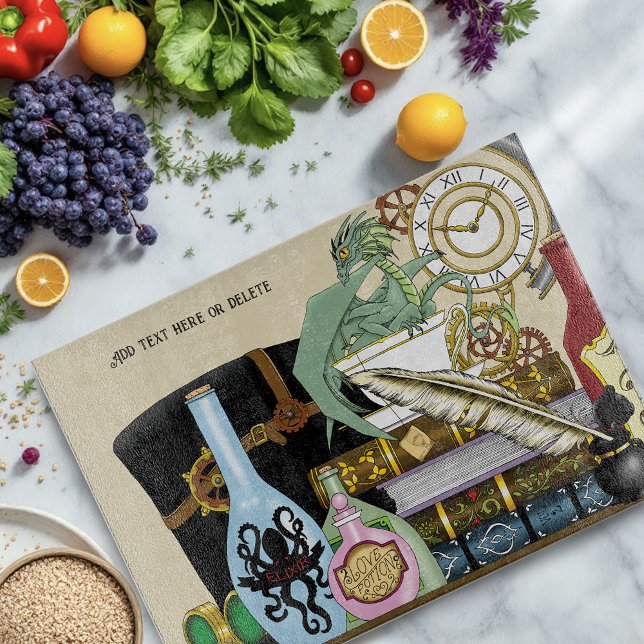 Steampunk Dragon Pooks Books Schneidebrett (Von Creator hochgeladen)