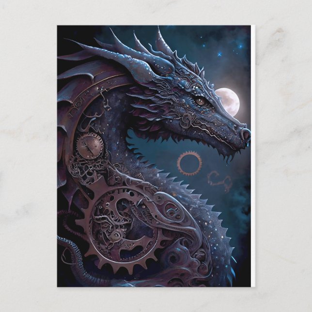 Steampunk Dragon Postkarte (Vorderseite)