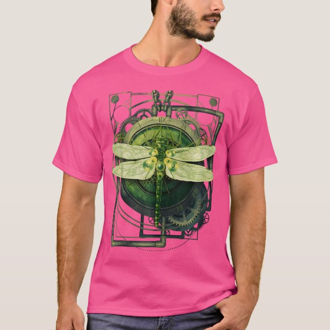 Steampunk Dragonfly Viktorianisch Art Mechanischer T-Shirt (Vorderseite)