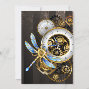 Steampunk-Drehknöpfe mit Libelle Dankeskarte