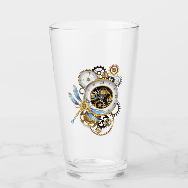 Steampunk-Drehknöpfe mit Libelle Glas (Vorderseite)