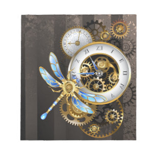 Steampunk-Drehknöpfe mit Libelle Notizblock