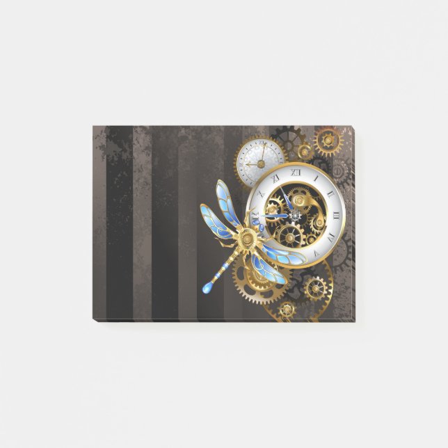 Steampunk-Drehknöpfe mit Libelle Post-it Klebezettel (Vorderseite)