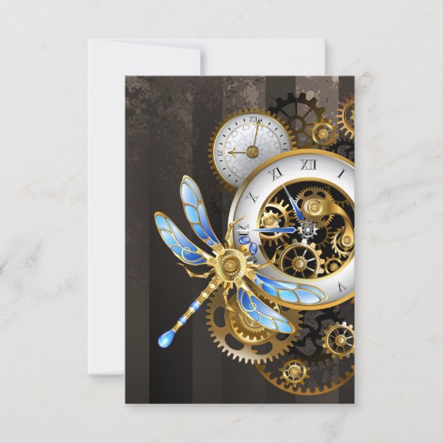Steampunk-Drehschalter mit Libelle Dankeskarte (Vorderseite)