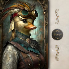 Steampunk Duck – Whimsical Vintage Decoupage Seidenpapier