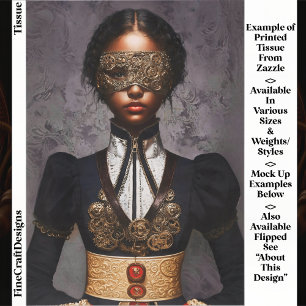Steampunk Dunkelhäutige Frau Mit Maske EM4L Decoup Seidenpapier