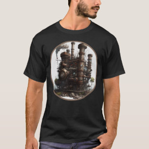 Steampunk Dystopian City Retro Scifi Mechanische T-Shirt