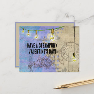 Steampunk Edison-Leuchten auf einem Draht zum Vale Feiertagspostkarte