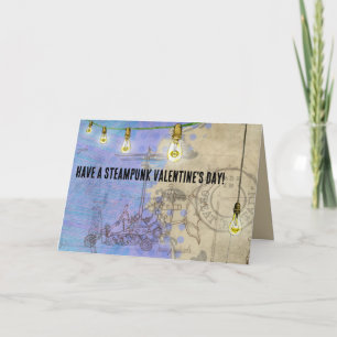 Steampunk Edison Lights on a Wire Valentine's Day Feiertagskarte